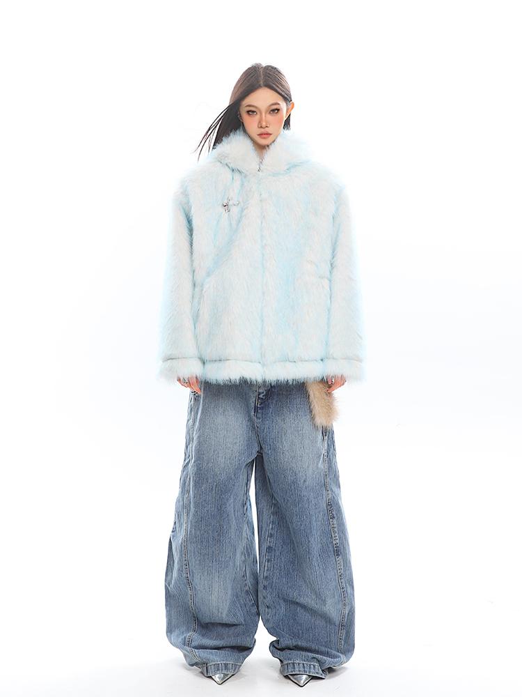 【25s Jan.】Light Blue Long-eared Rabbit Eco-friendly Fur Coat