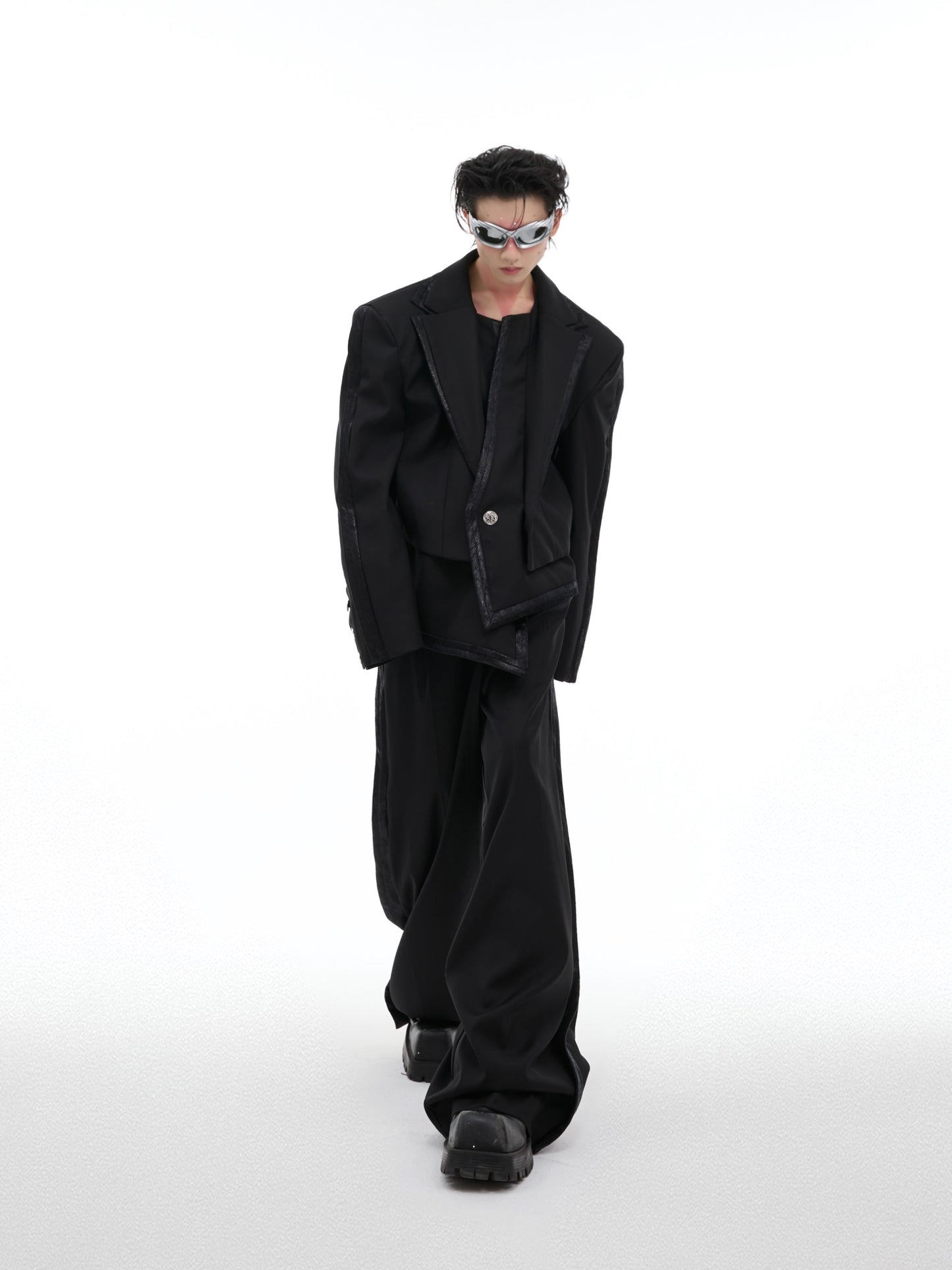 【24s Sep.】Asymmetrical Double-Layered Blazer Set ArtsKoreanMan