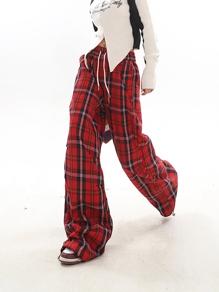 Red cheap plaid sweatpants