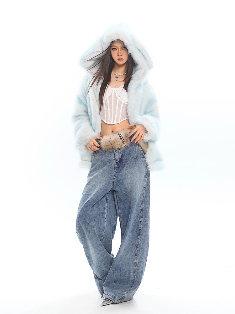 【25s Jan.】Light Blue Long-eared Rabbit Eco-friendly Fur Coat