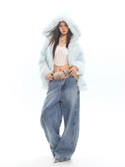 【25s Jan.】Light Blue Long-eared Rabbit Eco-friendly Fur Coat