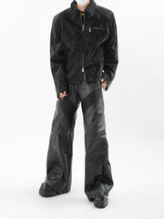 【24s Sep.】PU Leather Patchwork Jacket ArtsKoreanMan