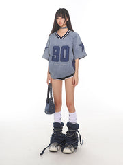 【24s July.】Vintage Denim Lettering Embroidered T-Shirt ArtsKoreanMan