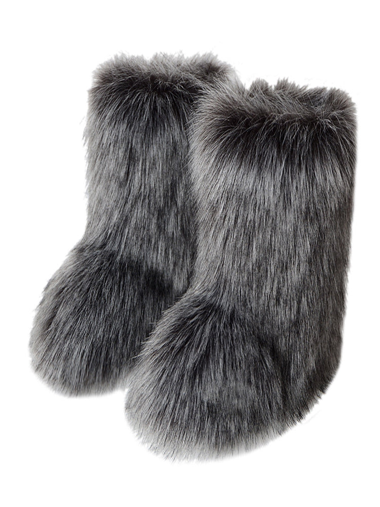 【24s Feb.】Furry Plush Mid-Tube Snow Boots