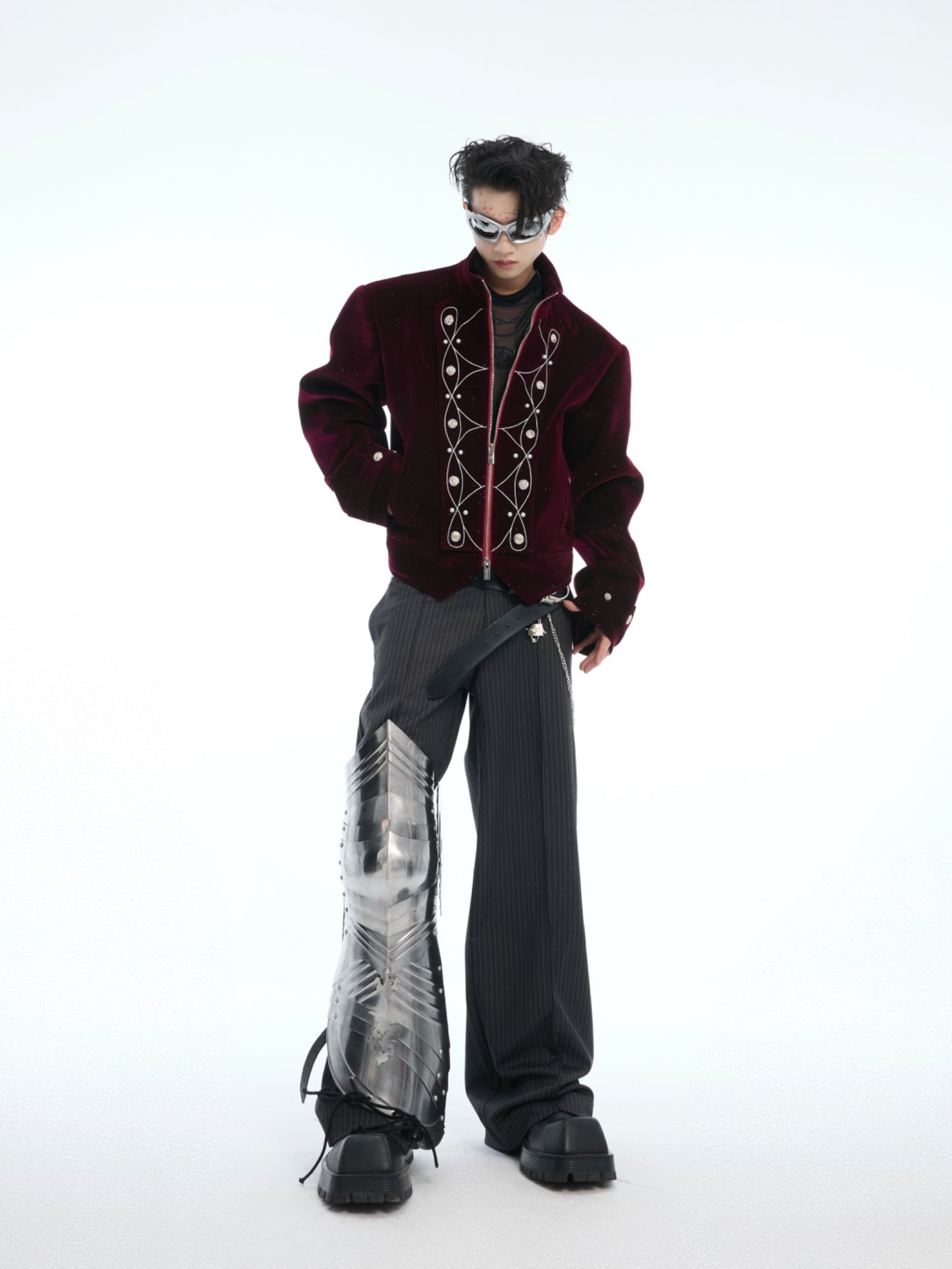 【25s Apr.】Glittery Metal Buttons Stand Collar Jacket