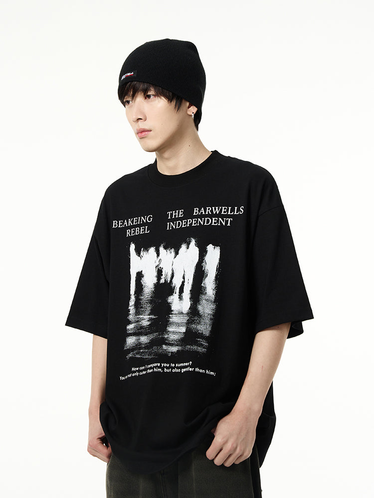 【24s April.】American High Street Retro Reflection T-shirt ArtsKoreanMan