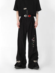 【25s Jul.】Buttoned Draped Loose Trousers