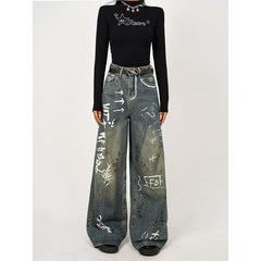 【24s Nov.】Hot Girl Distressed Loose Wide Leg Jeans ArtsKoreanMan