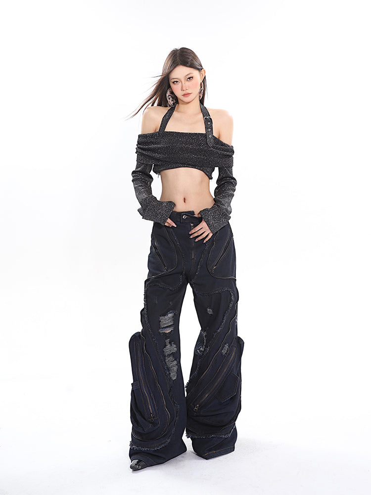 【24s April.】Zippered 3D Large Pocket Jeans ArtsKoreanMan
