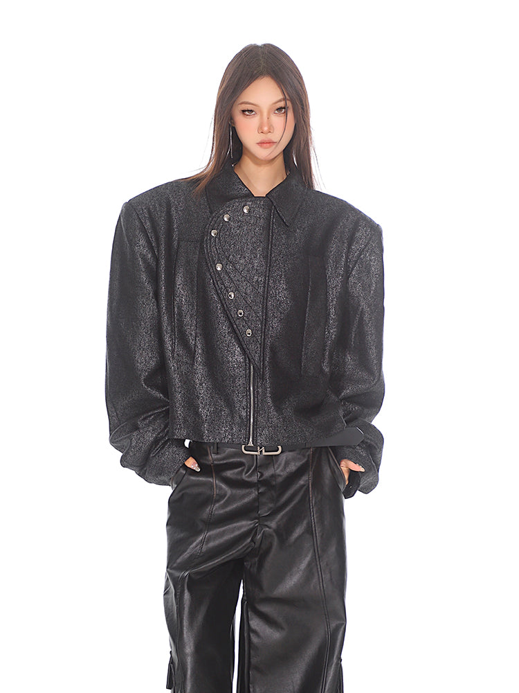 【24s Oct.】Luxurious Glossy Textured Short Jacket ArtsKoreanMan