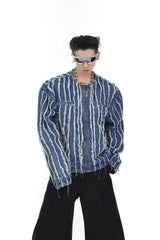 【23s Jun.】Fringed Shoulder Padded Denim Jacket ArtsKoreanMan