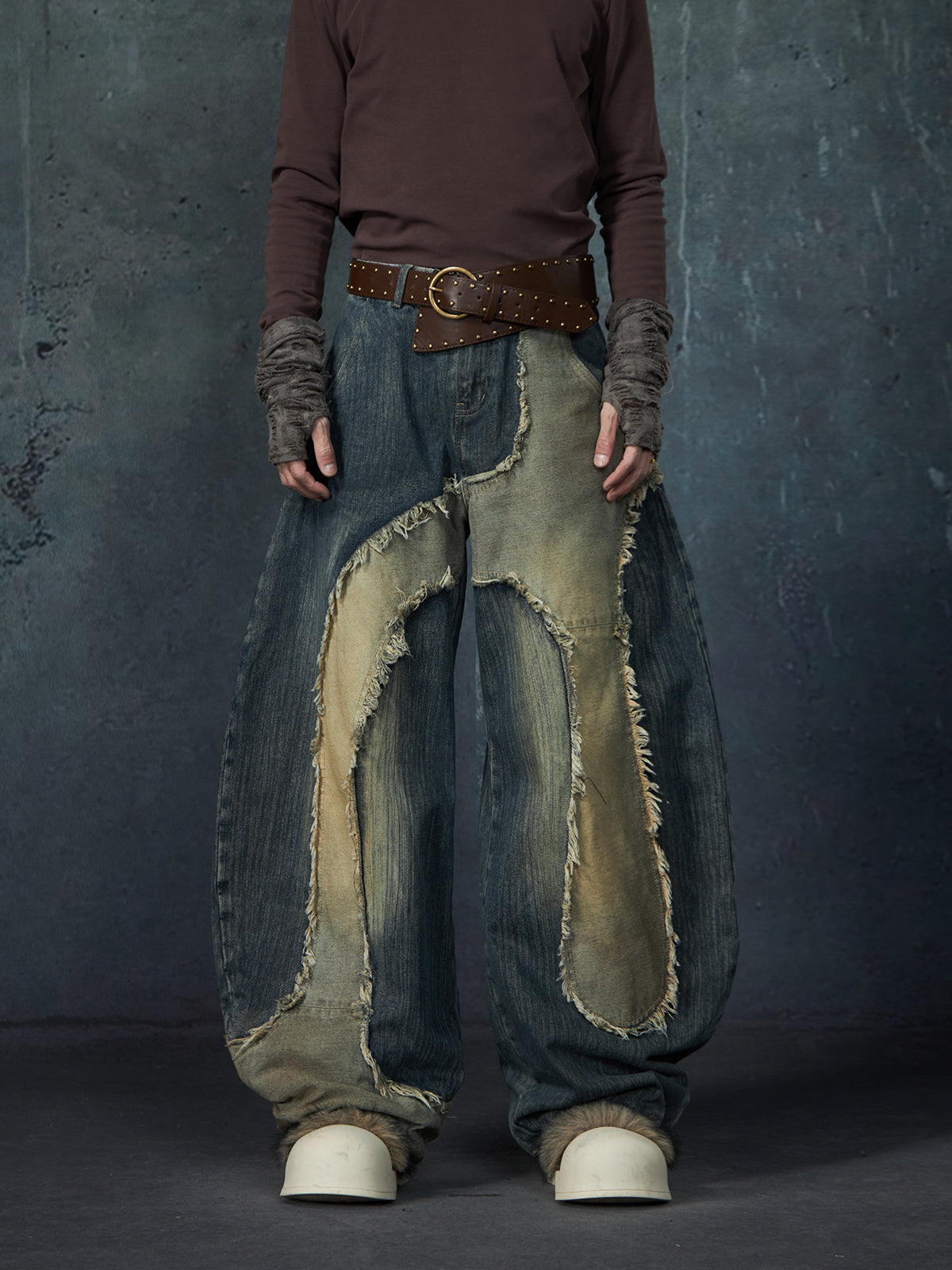 【25s Feb.】Wasteland Style Patchwork Raw Edge Denim Jacket/Pants