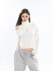 【23s October.】Hollow Off-shoulder Turtleneck Knitted Sweater ArtsKoreanMan