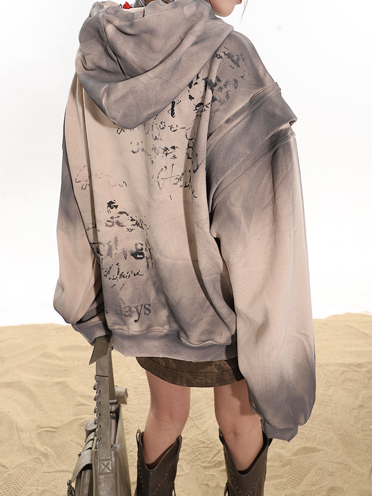 【24s February.】Distressed Silhouette Fake Two-piece Sweatshirt ArtsKoreanMan