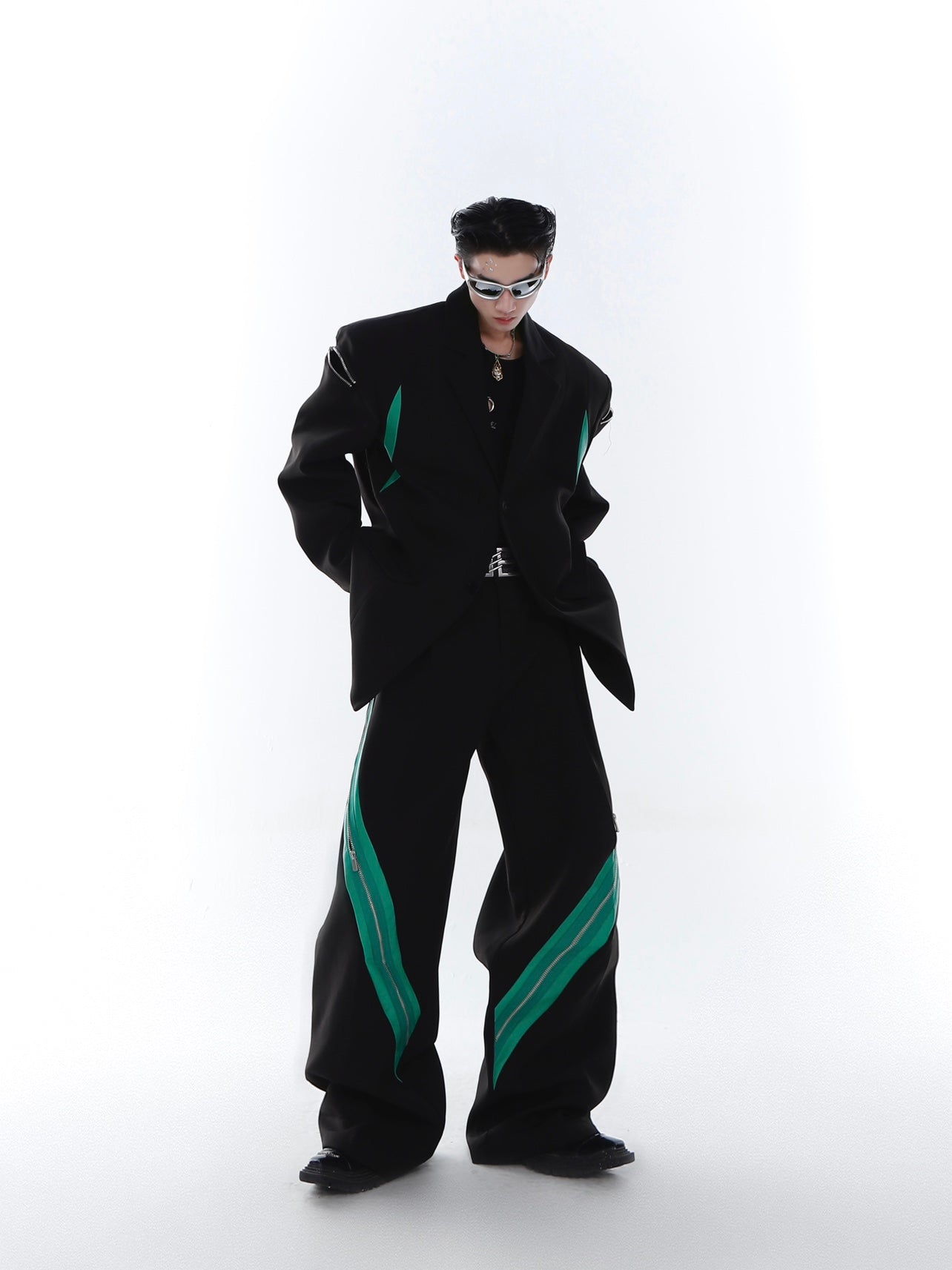 Zipper Contrast Color Stitching Trousers ArtsKoreanMan