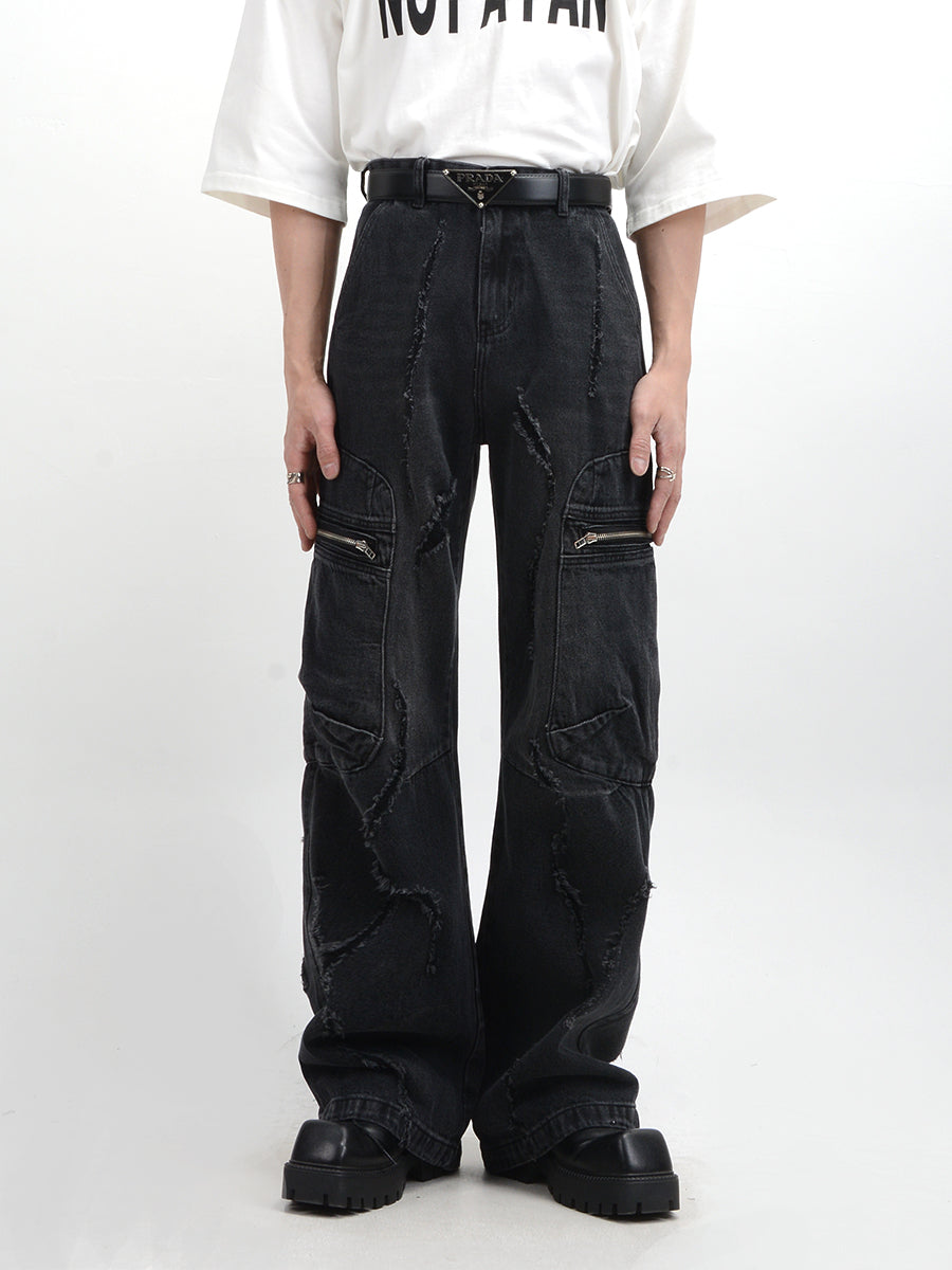 【25s Feb.】Distressed Wide-leg Straight-leg Loose Jeans