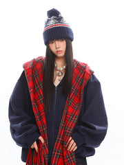 【25s Mar.】Retro Mock Two-Piece Check Hooded Sweatshirt