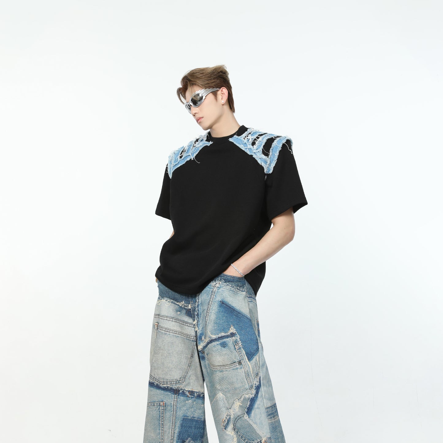 【24s May.】High Street Contrast Color Splicing Simple T-Shirt ArtsKoreanMan