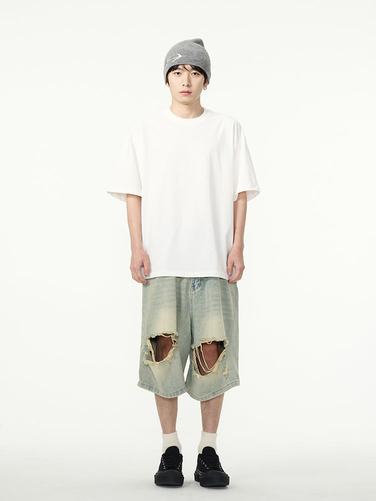 【24s April.】American Retro Ripped Denim Shorts ArtsKoreanMan