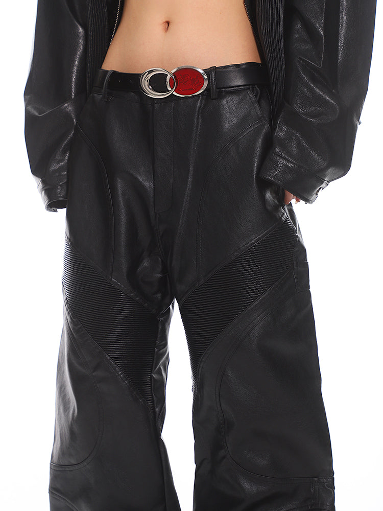 【24s Sep.】High-end Silhouette Stitching Leather Pants ArtsKoreanMan
