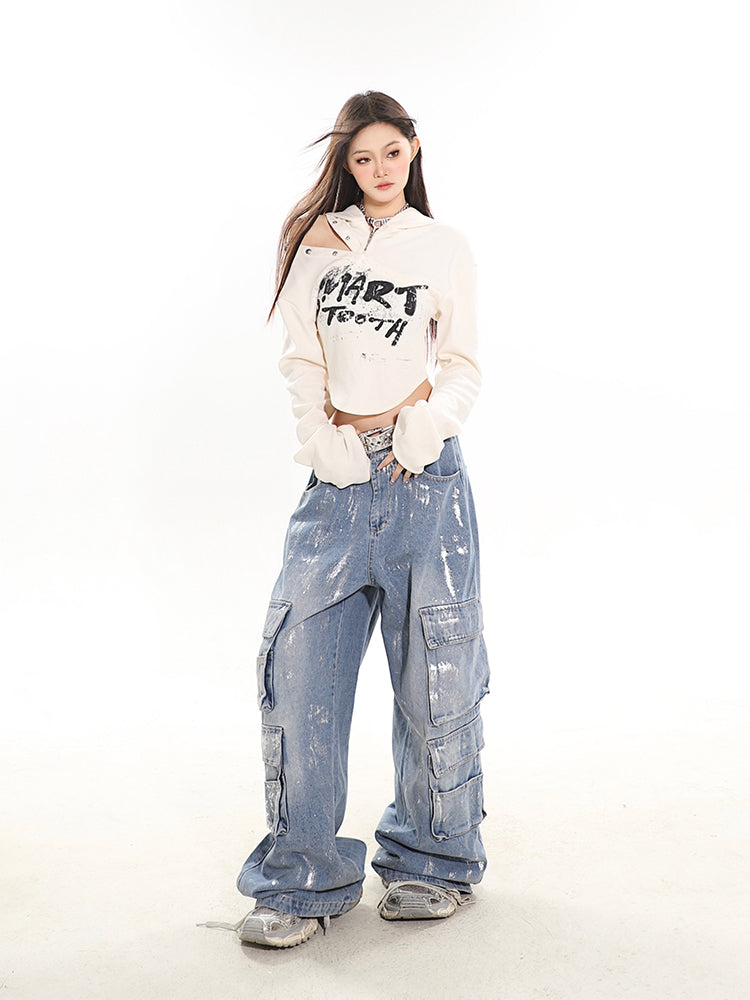 【24s February.】Spray-painted Multi-pocket Cargo Jeans ArtsKoreanMan