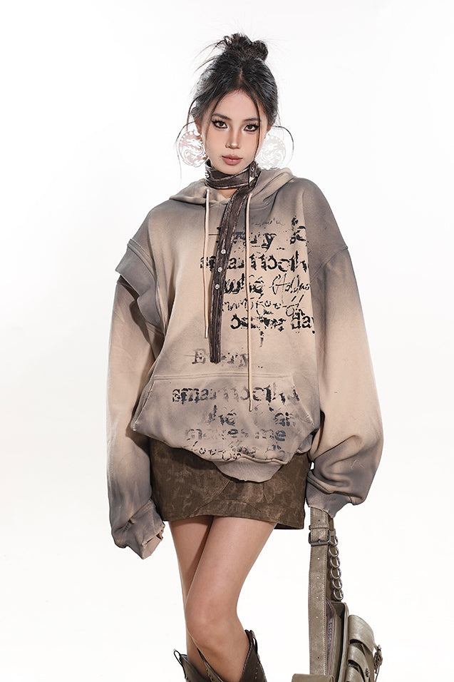 【24s February.】Distressed Silhouette Fake Two-piece Sweatshirt ArtsKoreanMan