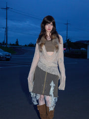 【25s May.】Lace Collar Detachable Fur Collar Top