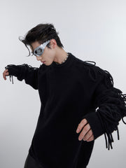 【23s October.】Pleated Crew Neck Sweater with Fringe Design ArtsKoreanMan