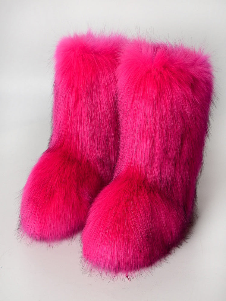 【24s Feb.】Furry Plush Mid-Tube Snow Boots