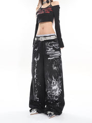 【24s April.】Hand-painted Distressed Graffiti Baggy Jeans ArtsKoreanMan