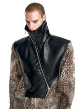 【25s Sep.】High Collar Oblique Zipper PU Leather Vest