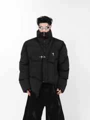 High Neck Asymmetrical Design Winter Coat ArtsKoreanMan