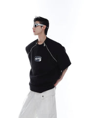 【23s Feb.】Shoulder Pad Round Neck T-shirt with Zipped ArtsKoreanMan