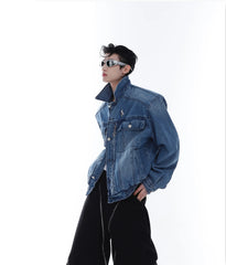 【23s Feb.】High Shoulder Cropped Denim Jacket ArtsKoreanMan