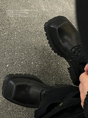 【Hot!】Short Square Toe Leather Shoes ArtsKoreanMan