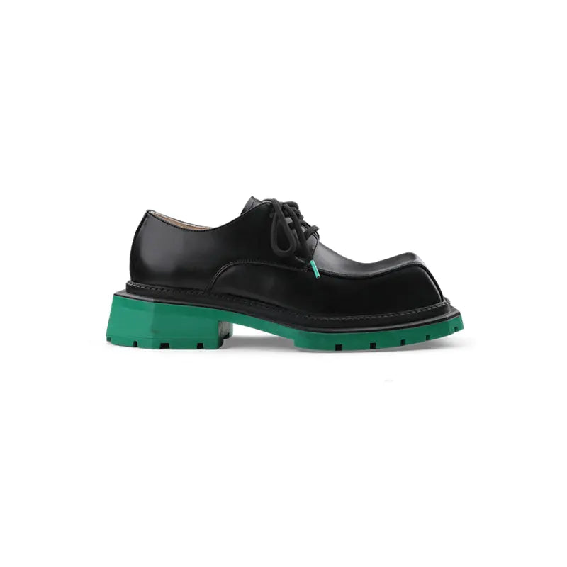 【HOT!】Black Square Toe Leather Shoes ArtsKoreanMan