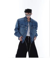 【23s Feb.】High Shoulder Cropped Denim Jacket ArtsKoreanMan