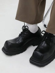 【HOT!】Black Square Toe Leather Shoes ArtsKoreanMan