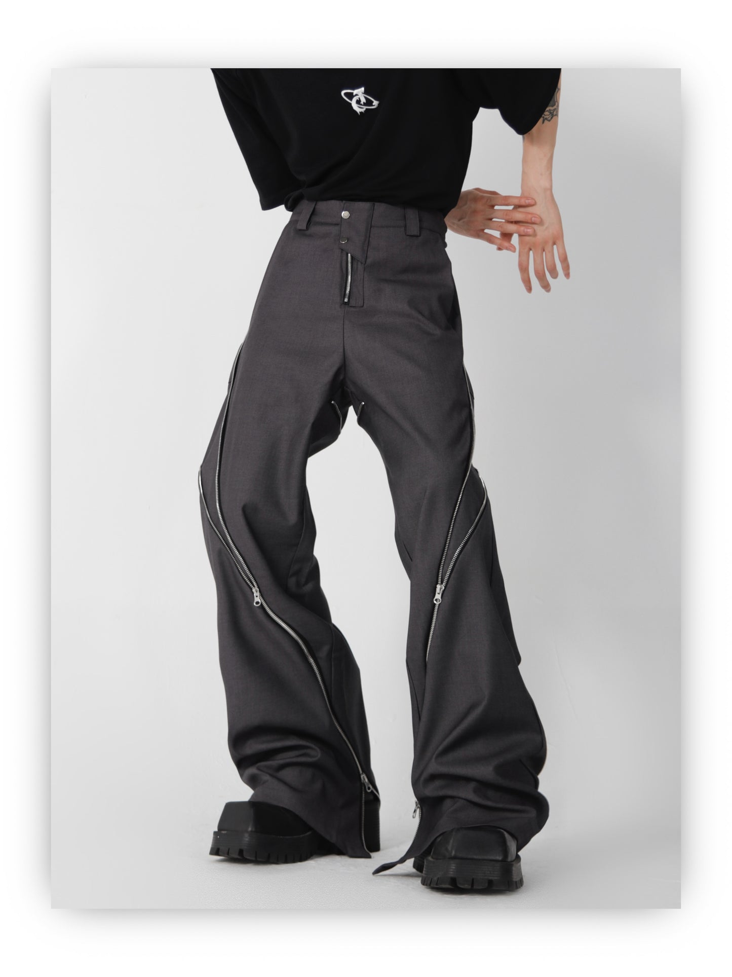Zippered Slit Flared Trousers ArtsKoreanMan