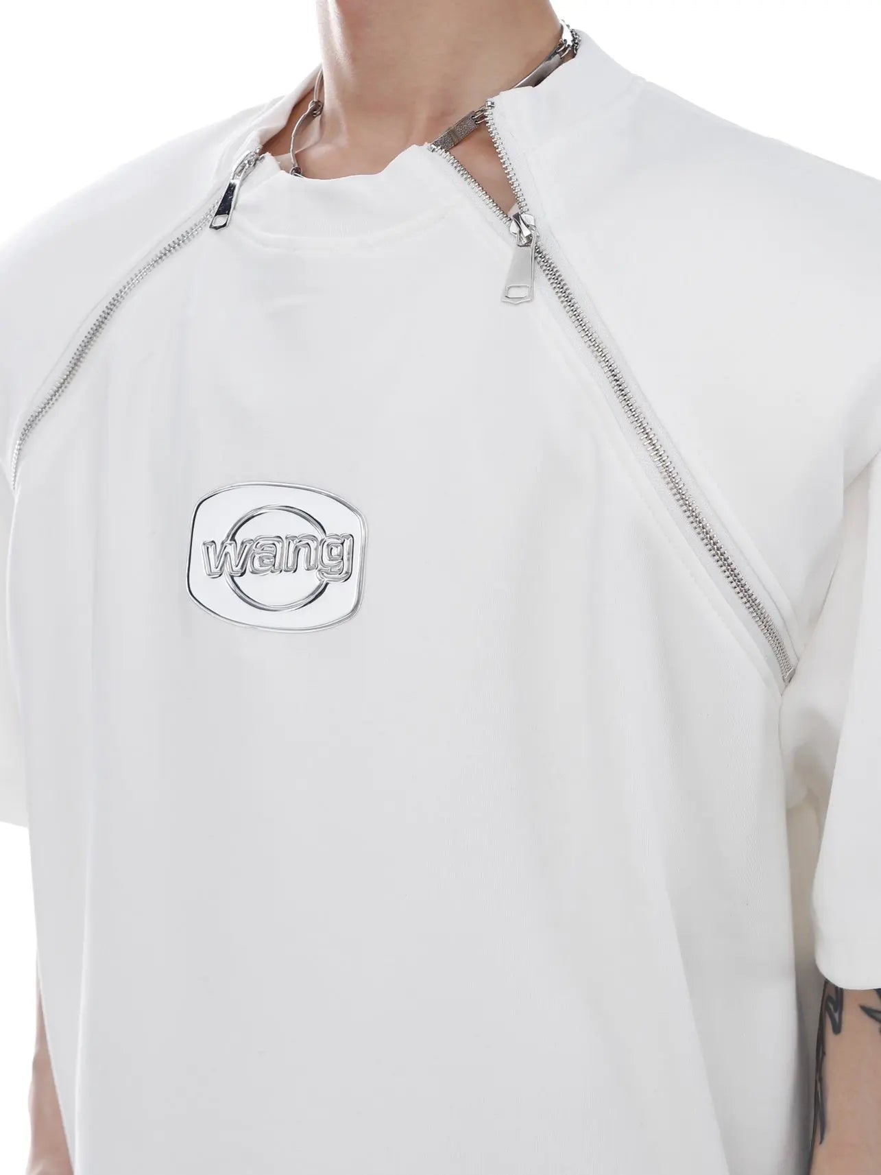 【23s Feb.】Shoulder Pad Round Neck T-shirt with Zipped ArtsKoreanMan