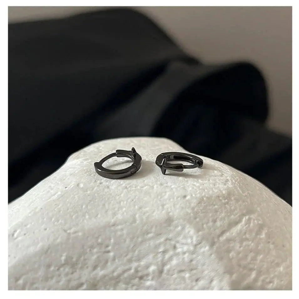 Black Cross Hoop Earrings ArtsKoreanMan