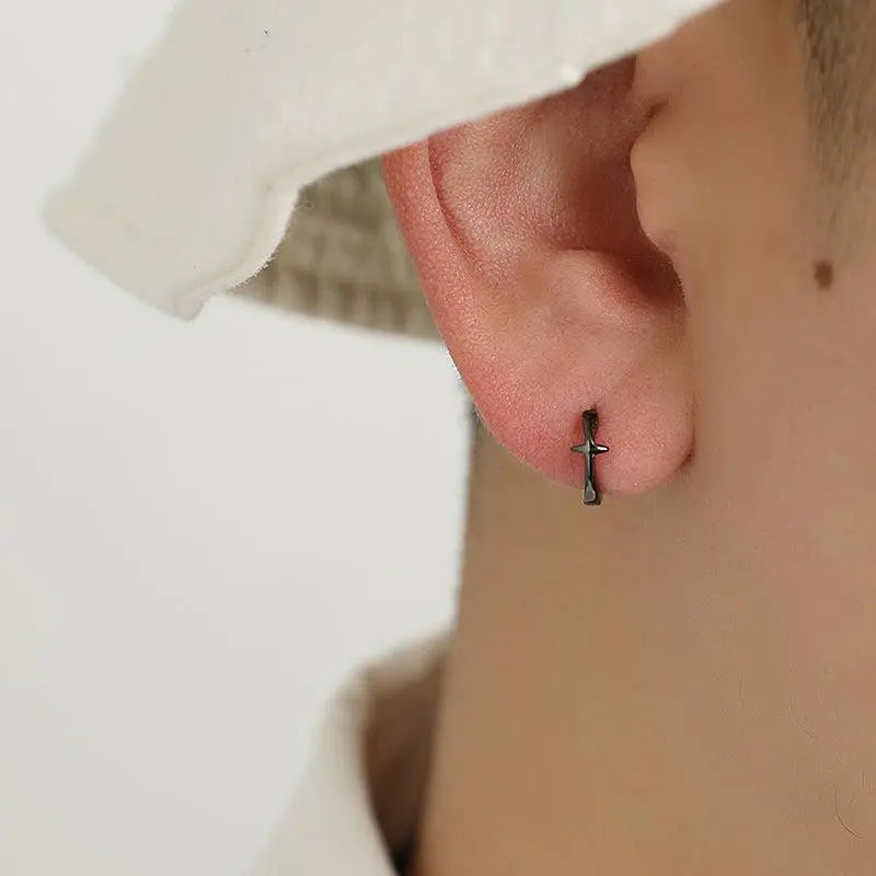 Black Cross Hoop Earrings ArtsKoreanMan