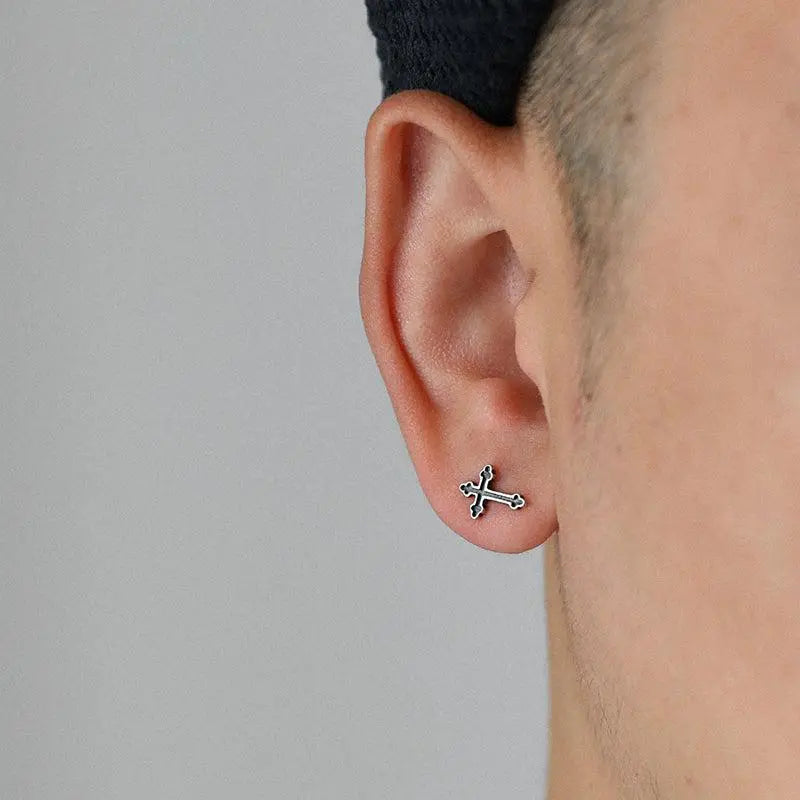 Black Cross Stud Earrings ArtsKoreanMan