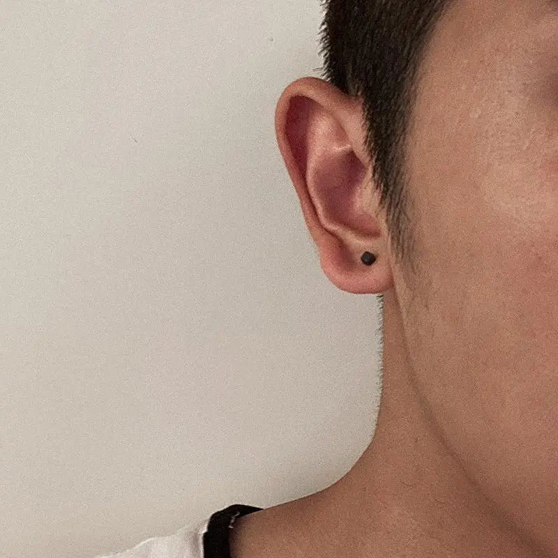 Black Cube Stud Earrings ArtsKoreanMan