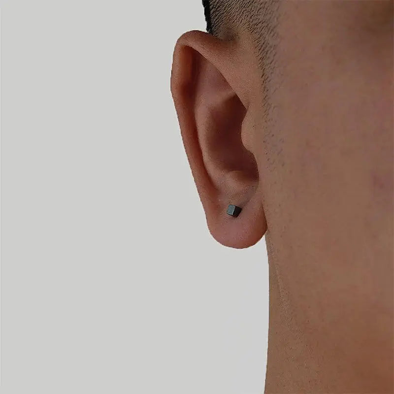 Black Cube Stud Earrings ArtsKoreanMan