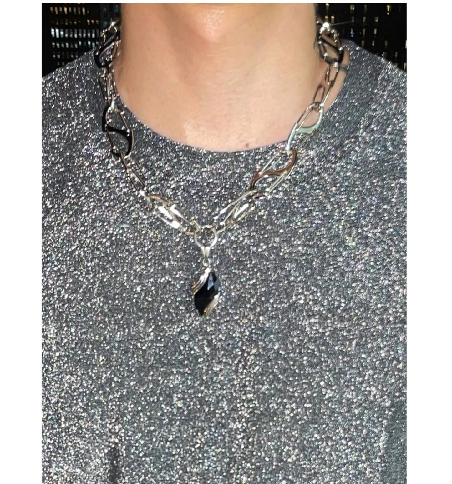 Black Gemstone Pendant Necklace ArtsKoreanMan