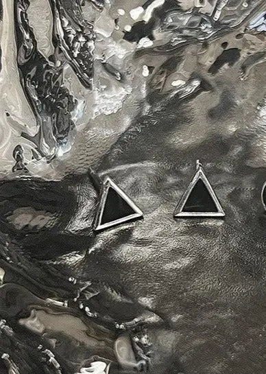 Black Geometric Stud Earrings ArtsKoreanMan