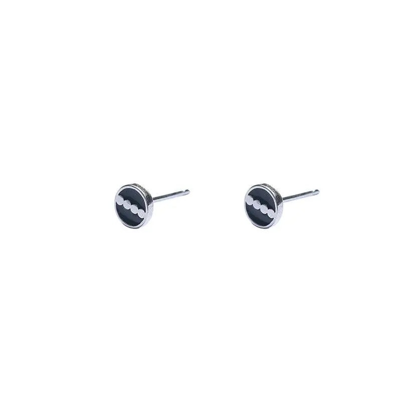 Black Geometric Stud Earrings ArtsKoreanMan