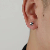 Black Geometric Stud Earrings ArtsKoreanMan