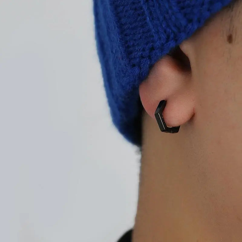 Black Hexagon Earrings ArtsKoreanMan